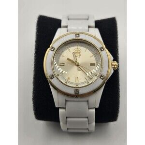 JUICY COUTURE Ladies' Gold/White 36mm Watch. 6.5" Band. New Battery